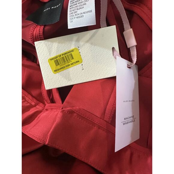 NWT Alex Marie Sandra Wide Leg Cargo Pants Size 14 Crimson Satin Holiday Red - Picture 6 of 12